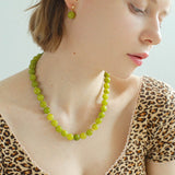 Green Grape Stone Beaded Necklace - floysun