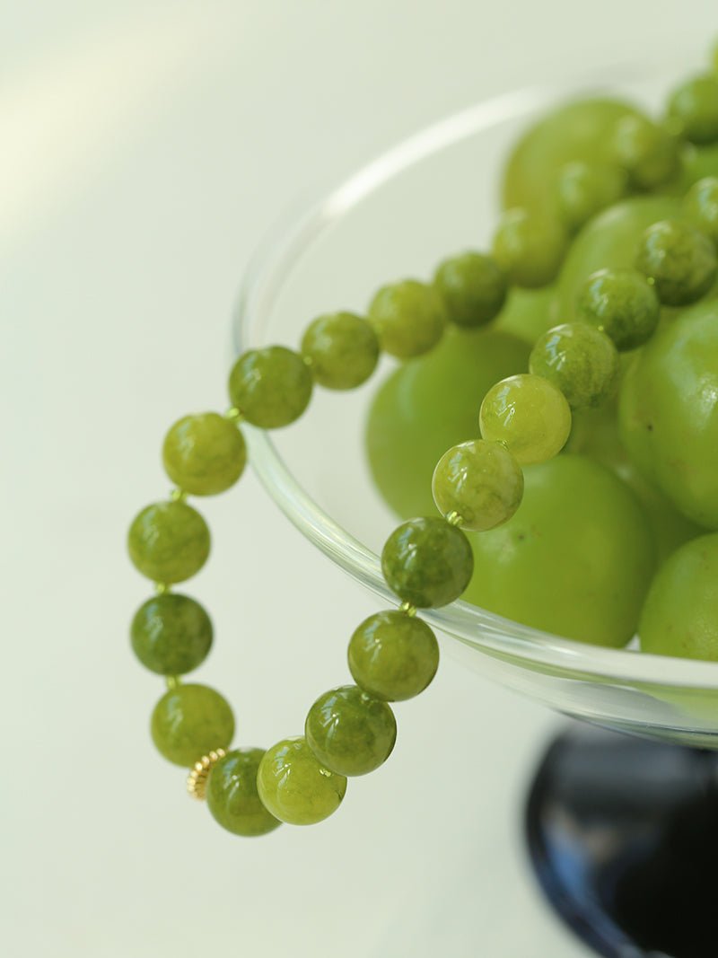 Green Grape Stone Beaded Necklace - floysun