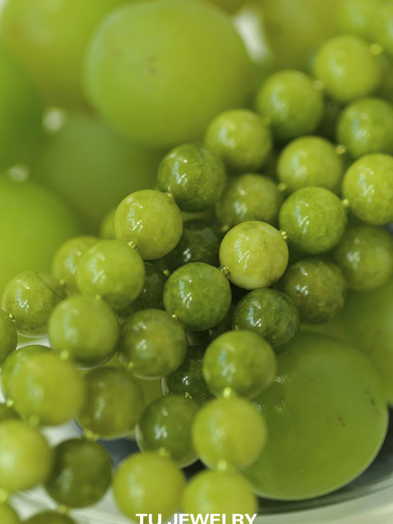 Green Grape Stone Beaded Necklace - floysun