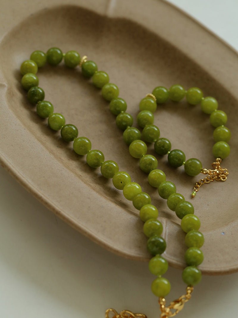 Green Grape Stone Beaded Necklace - floysun