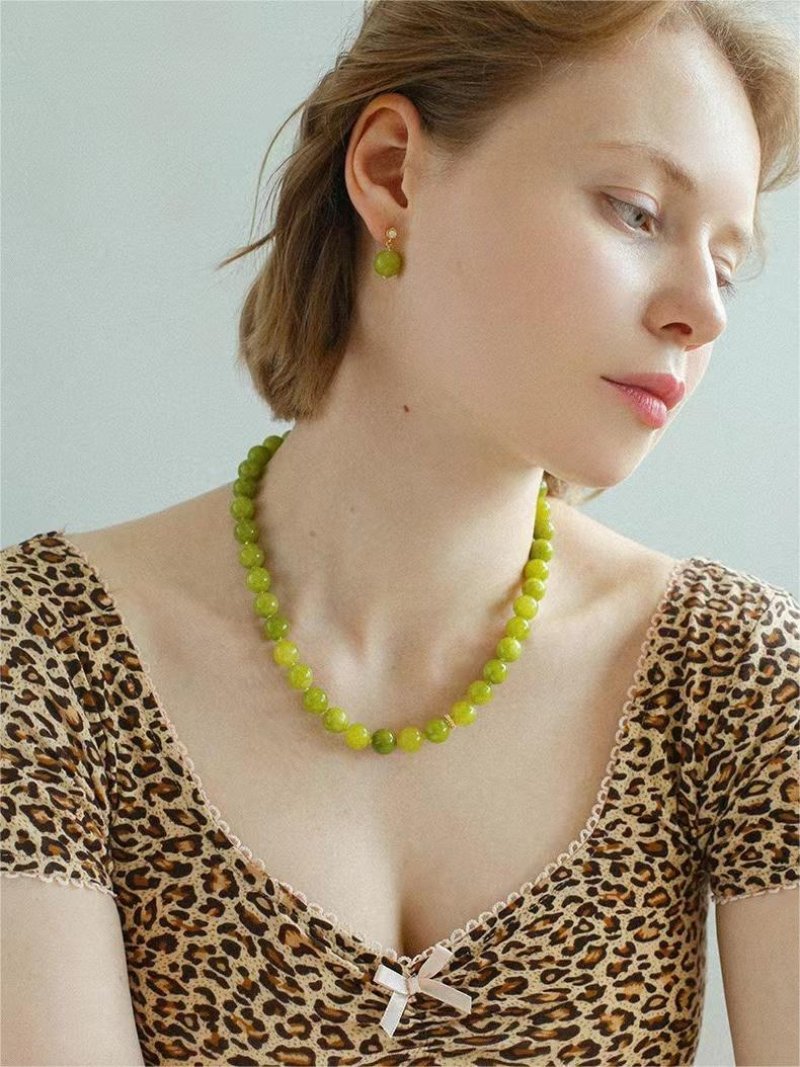 Green Grape Stone Drop Earrings - floysun