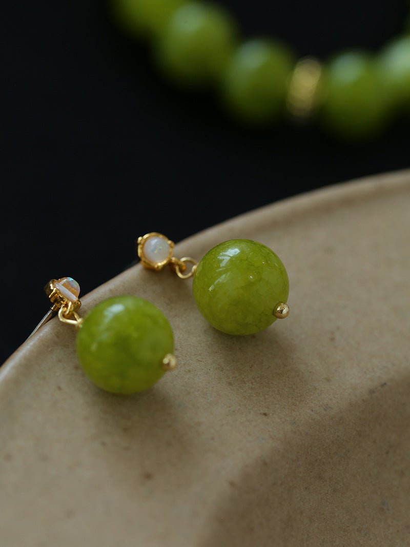 Green Grape Stone Drop Earrings - floysun