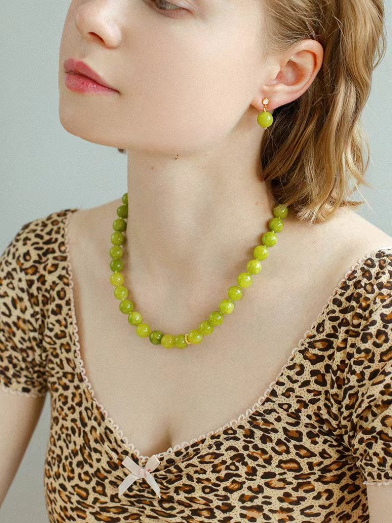 Green Grape Stone Drop Earrings - floysun