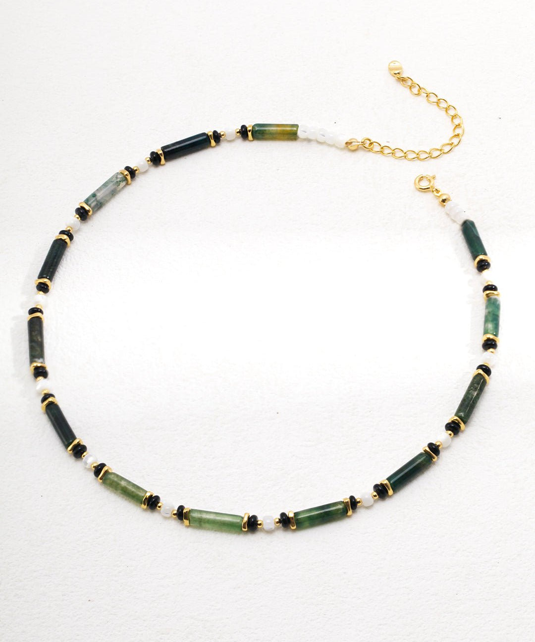 Green Mountain Green Water Gem Bead Necklace - floysun