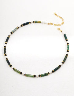 Green Mountain Green Water Gem Bead Necklace - floysun