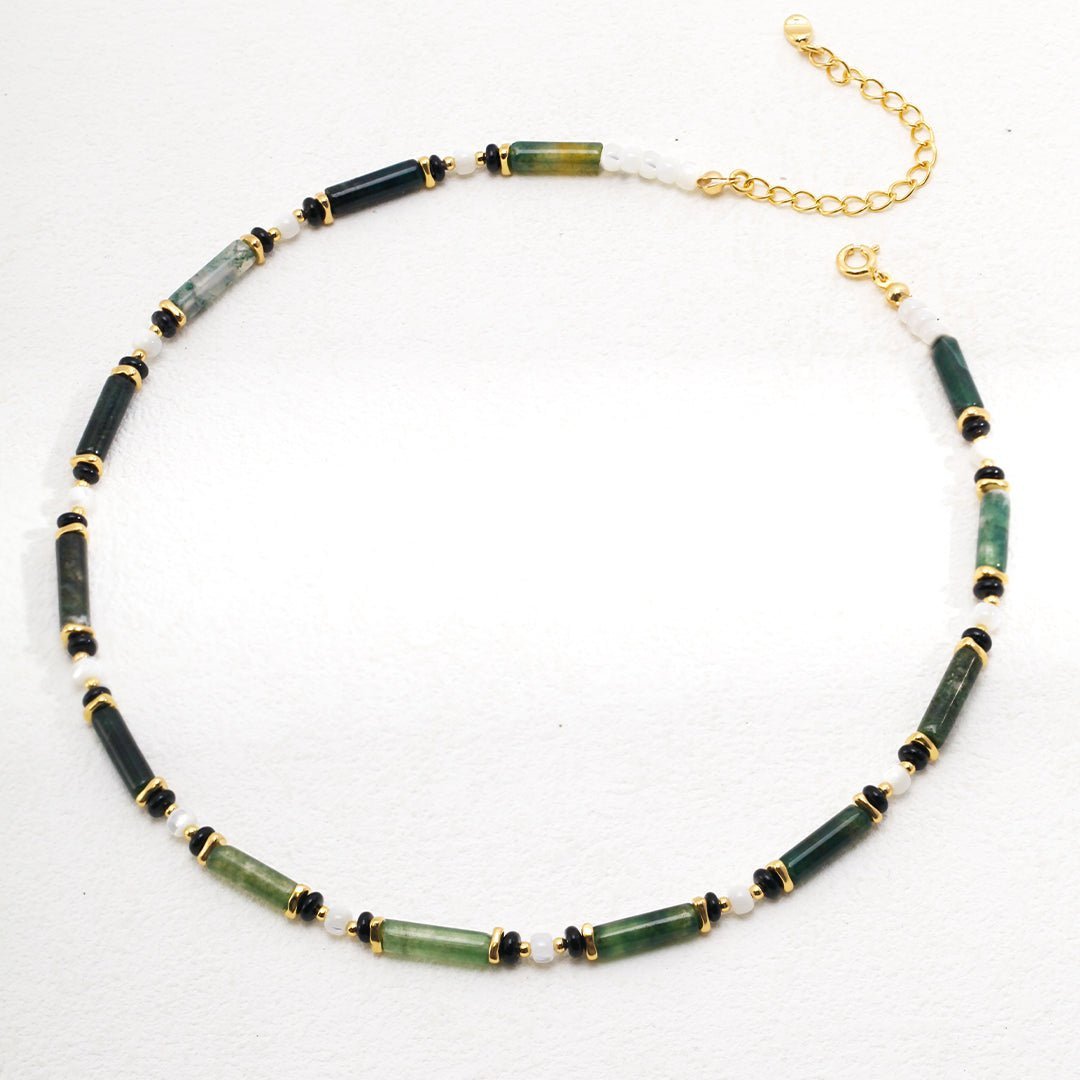 Green Mountain Green Water Gem Bead Necklace - floysun