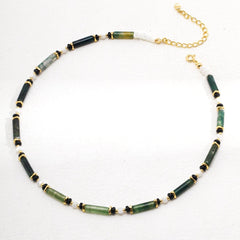 Green Mountain Green Water Gem Bead Necklace - floysun