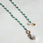 Green Onyx Baroque Pearl Necklace Multilayer Long Sweater Chain - floysun