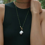 Green Onyx Baroque Pearl Necklace Multilayer Long Sweater Chain - floysun