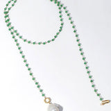 Green Onyx Baroque Pearl Necklace Multilayer Long Sweater Chain - floysun