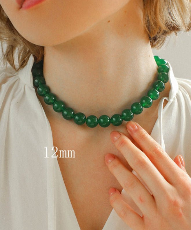 Green Onyx Beaded Necklaces 3mm/6mm/8mm/10mm/12mm - floysun