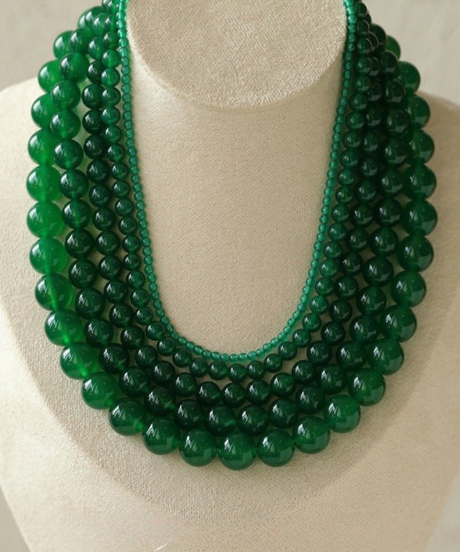 Green Onyx Beaded Necklaces 3mm/6mm/8mm/10mm/12mm - floysun