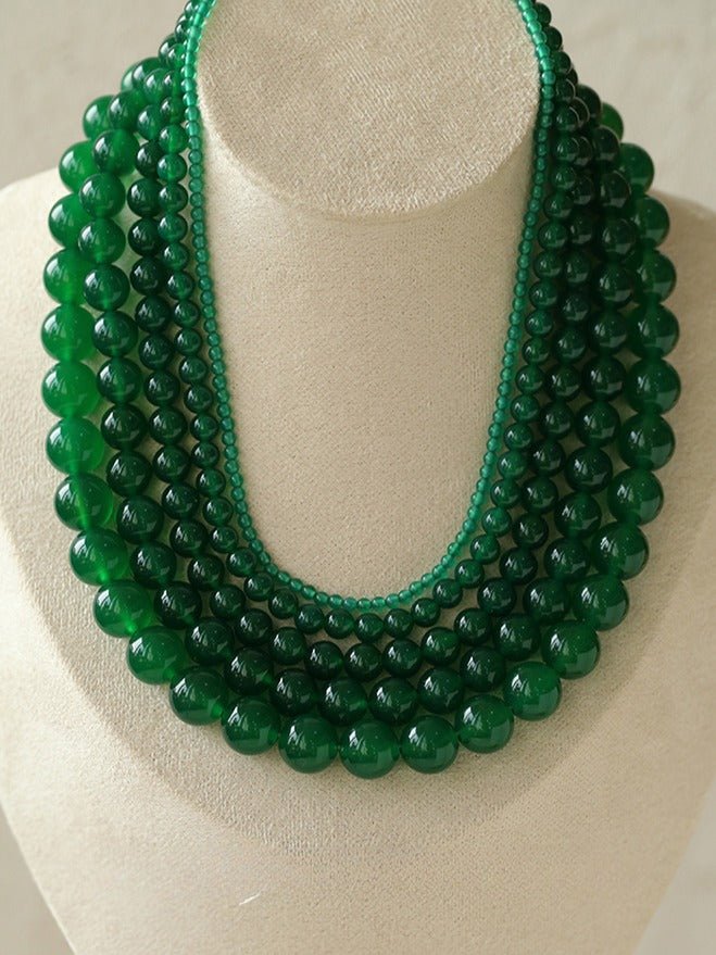 Green Onyx Beaded Necklaces 3mm/6mm/8mm/10mm/12mm - floysun