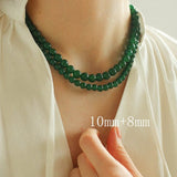 Green Onyx Beaded Necklaces 3mm/6mm/8mm/10mm/12mm - floysun