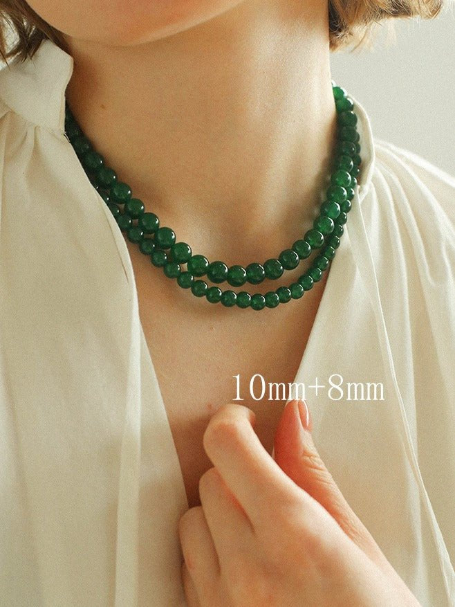 Green Onyx Beaded Necklaces 3mm/6mm/8mm/10mm/12mm - floysun