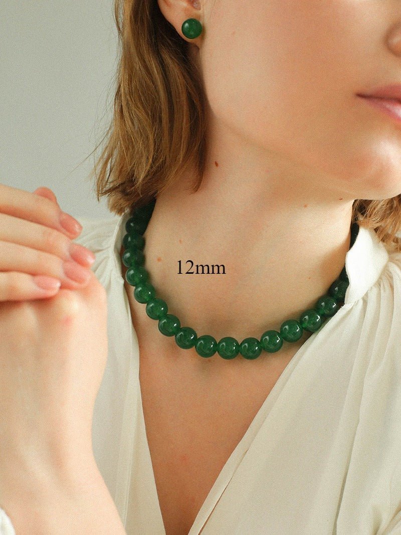 Green Onyx Beaded Necklaces 3mm/6mm/8mm/10mm/12mm - floysun