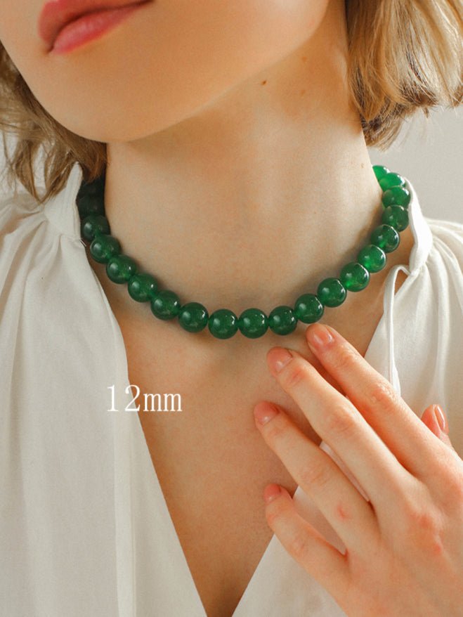 Green Onyx Beaded Necklaces 3mm/6mm/8mm/10mm/12mm - floysun