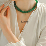 Green Onyx Beaded Necklaces 3mm/6mm/8mm/10mm/12mm - floysun