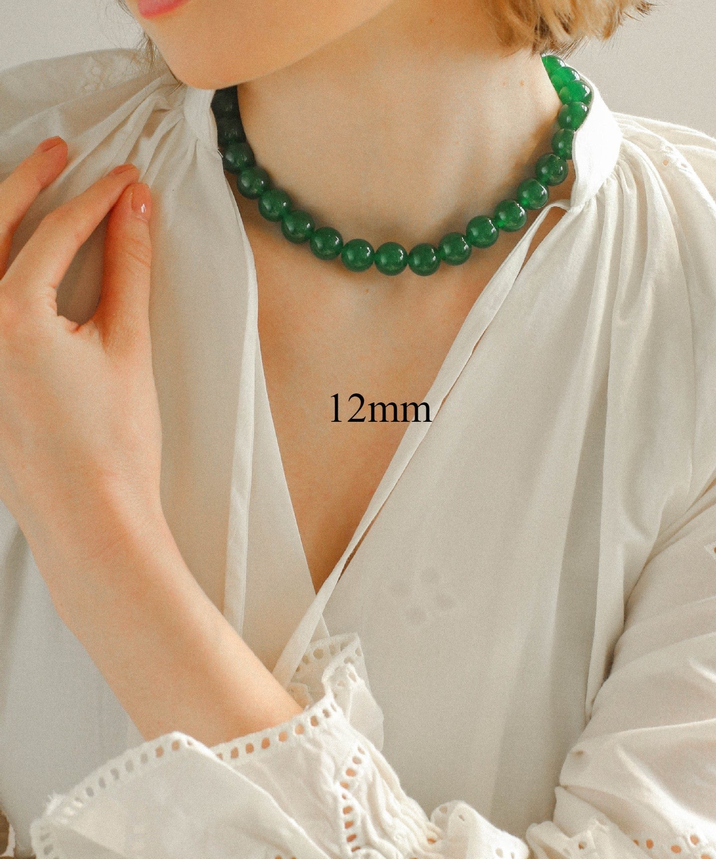 Green Onyx Beaded Necklaces 3mm/6mm/8mm/10mm/12mm - floysun