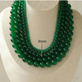 Green Onyx Beaded Necklaces 3mm/6mm/8mm/10mm/12mm - floysun