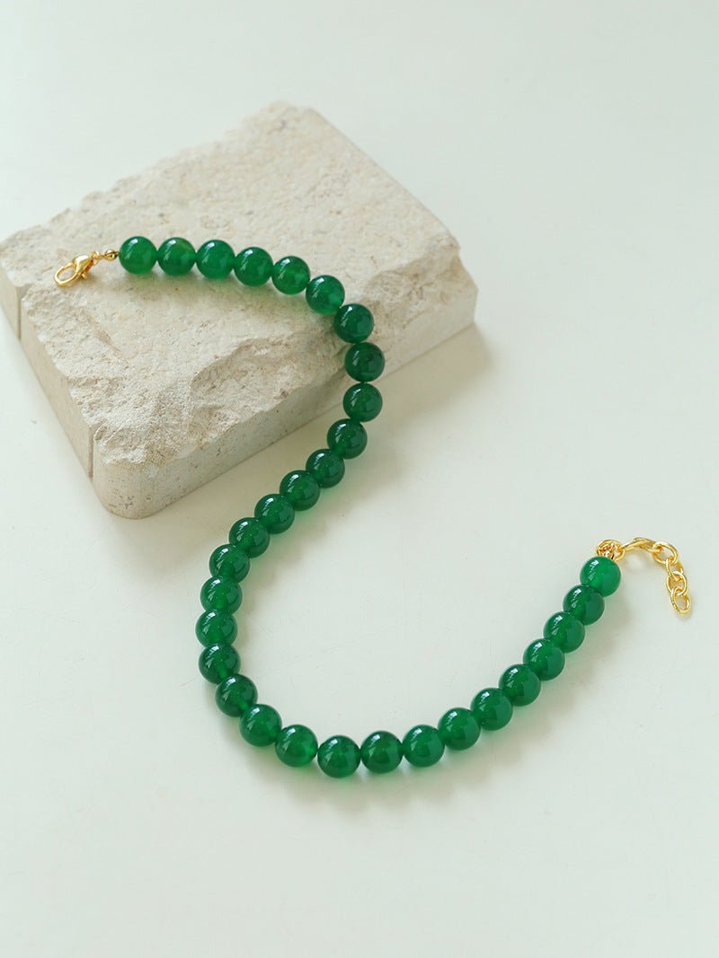 Green Onyx Beaded Necklaces 3mm/6mm/8mm/10mm/12mm - floysun