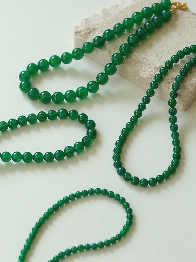 Green Onyx Beaded Necklaces 3mm/6mm/8mm/10mm/12mm - floysun