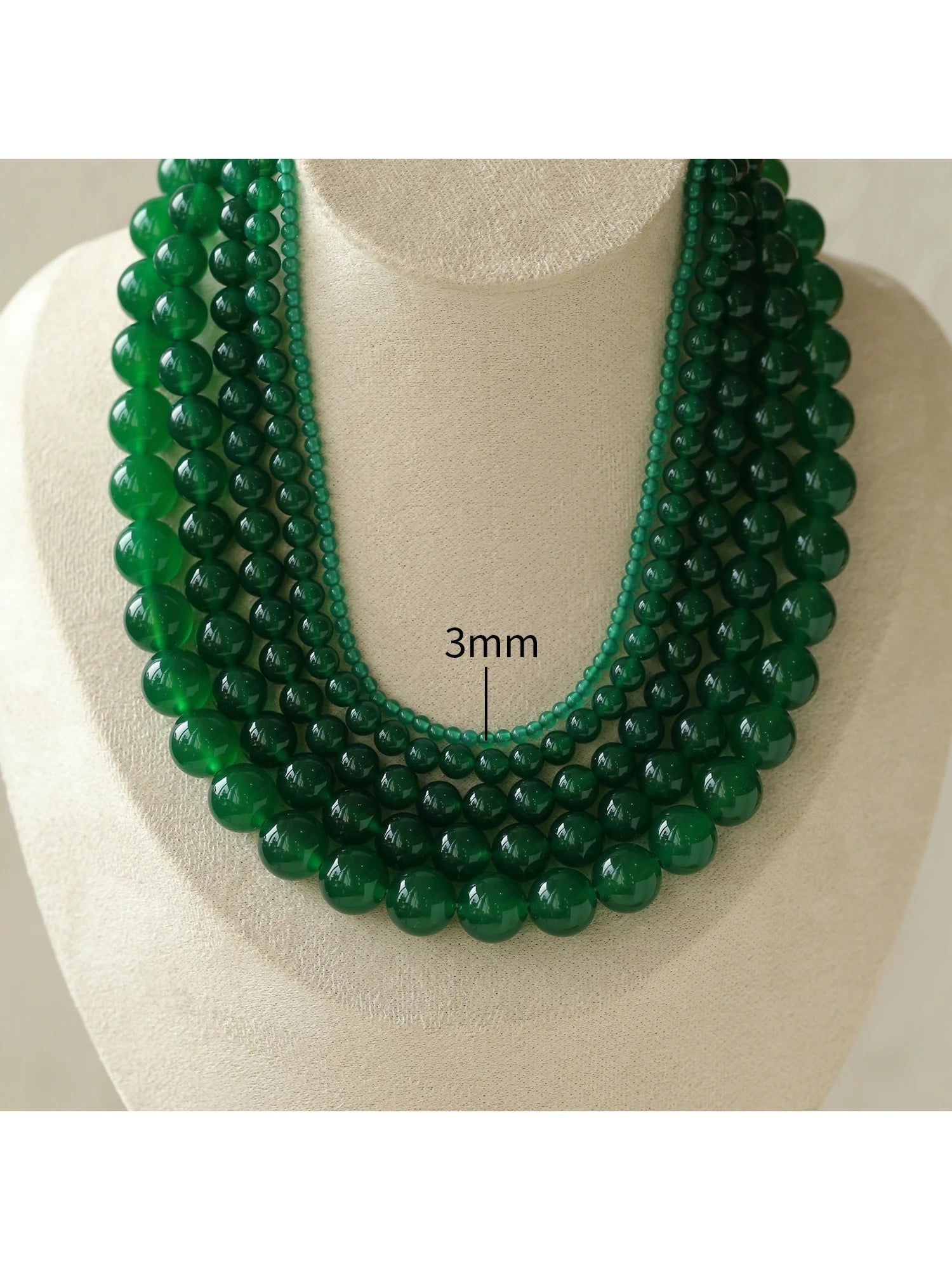 Green Onyx Beaded Necklaces 3mm/6mm/8mm/10mm/12mm - floysun