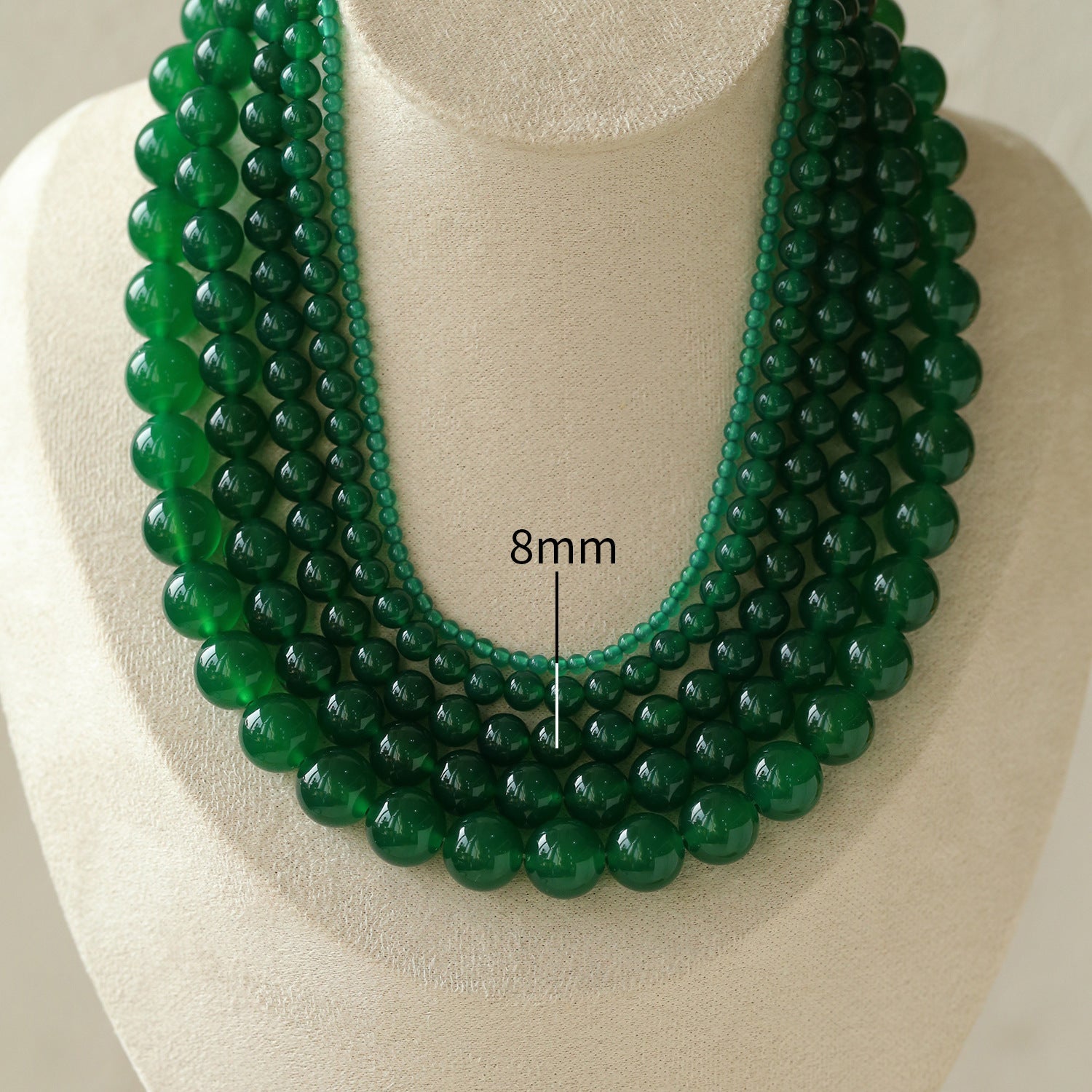 Green Onyx Beaded Necklaces 3mm/6mm/8mm/10mm/12mm - floysun