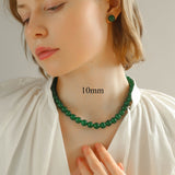 Green Onyx Beaded Necklaces 3mm/6mm/8mm/10mm/12mm - floysun