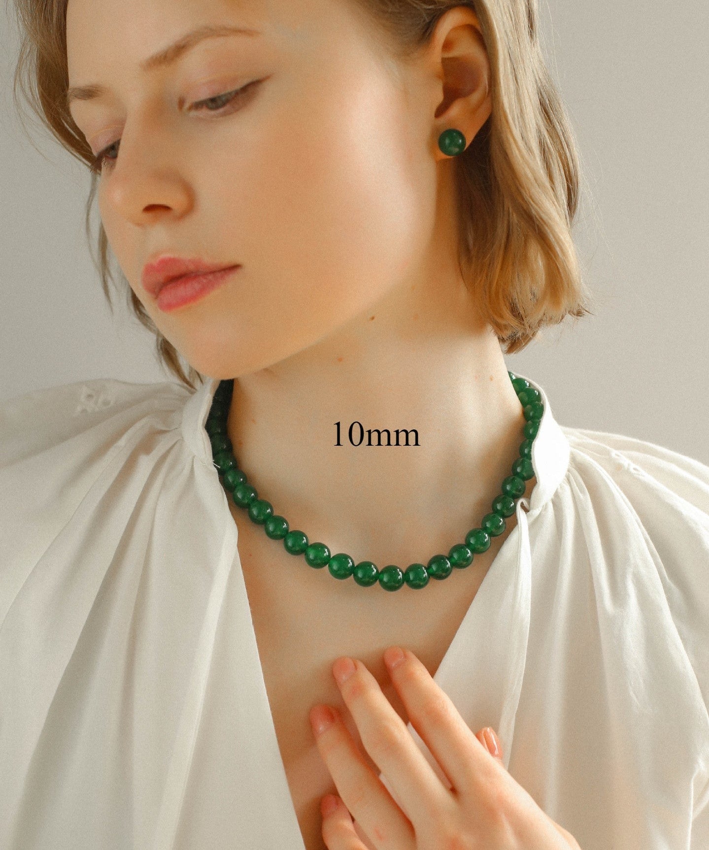 Green Onyx Beaded Necklaces 3mm/6mm/8mm/10mm/12mm - floysun