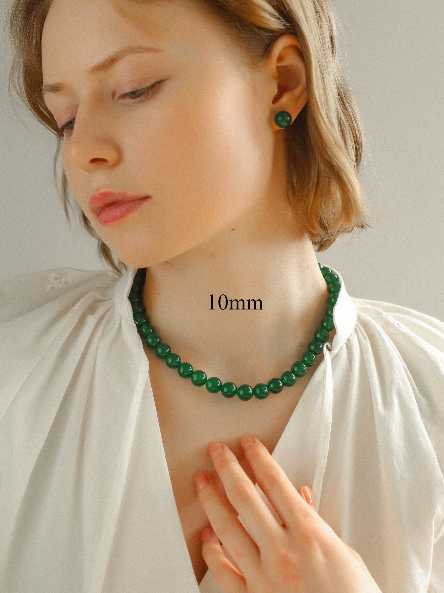 Green Onyx Beaded Necklaces 3mm/6mm/8mm/10mm/12mm - floysun