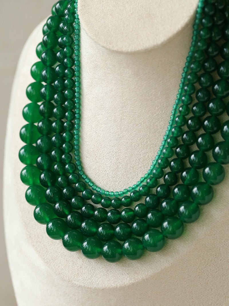 Green Onyx Beaded Necklaces 3mm/6mm/8mm/10mm/12mm - floysun