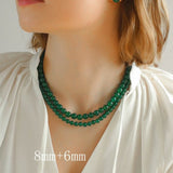 Green Onyx Beaded Necklaces 3mm/6mm/8mm/10mm/12mm - floysun