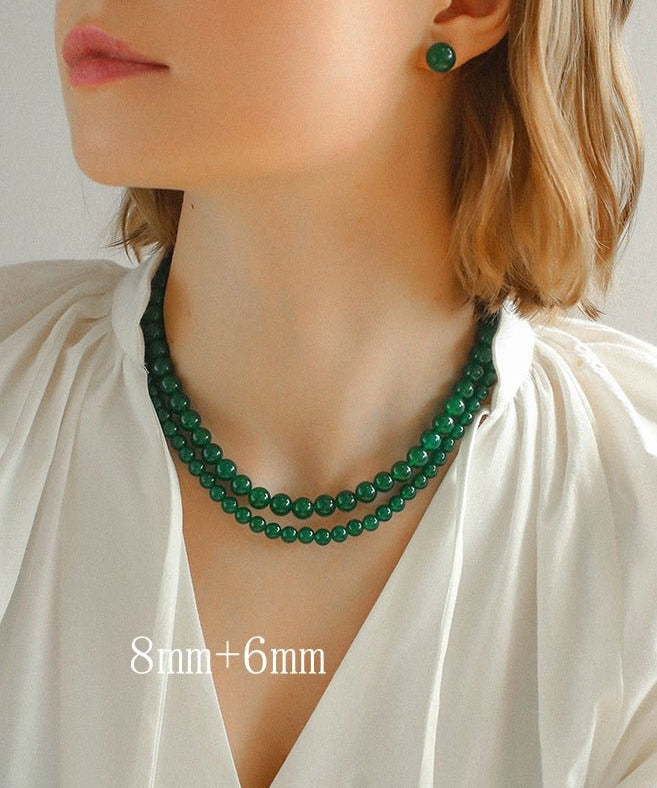 Green Onyx Beaded Necklaces 3mm/6mm/8mm/10mm/12mm - floysun