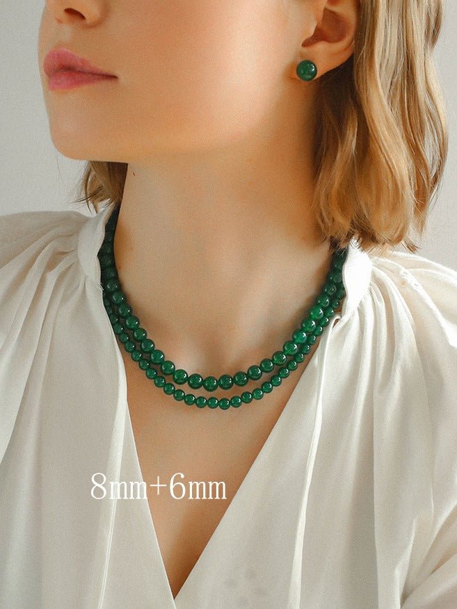 Green Onyx Beaded Necklaces 3mm/6mm/8mm/10mm/12mm - floysun