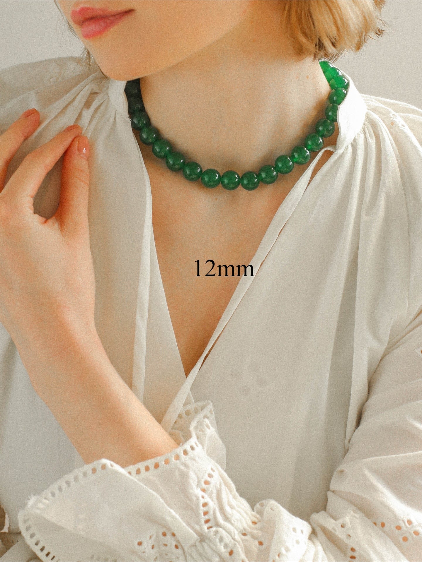 Green Onyx Beaded Necklaces 3mm/6mm/8mm/10mm/12mm - floysun