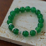 Green Onyx Sterling Silver Waist Beads Stretch Bracelet - floysun