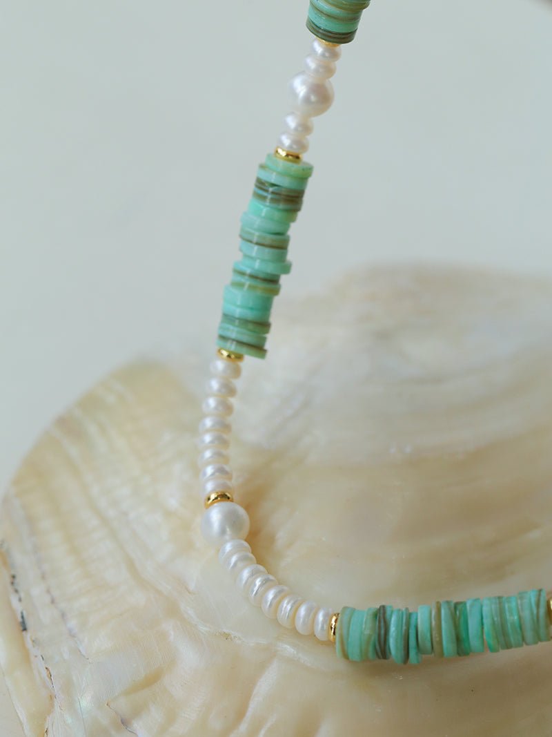 Green Shell Baroque Pearl Necklace - floysun