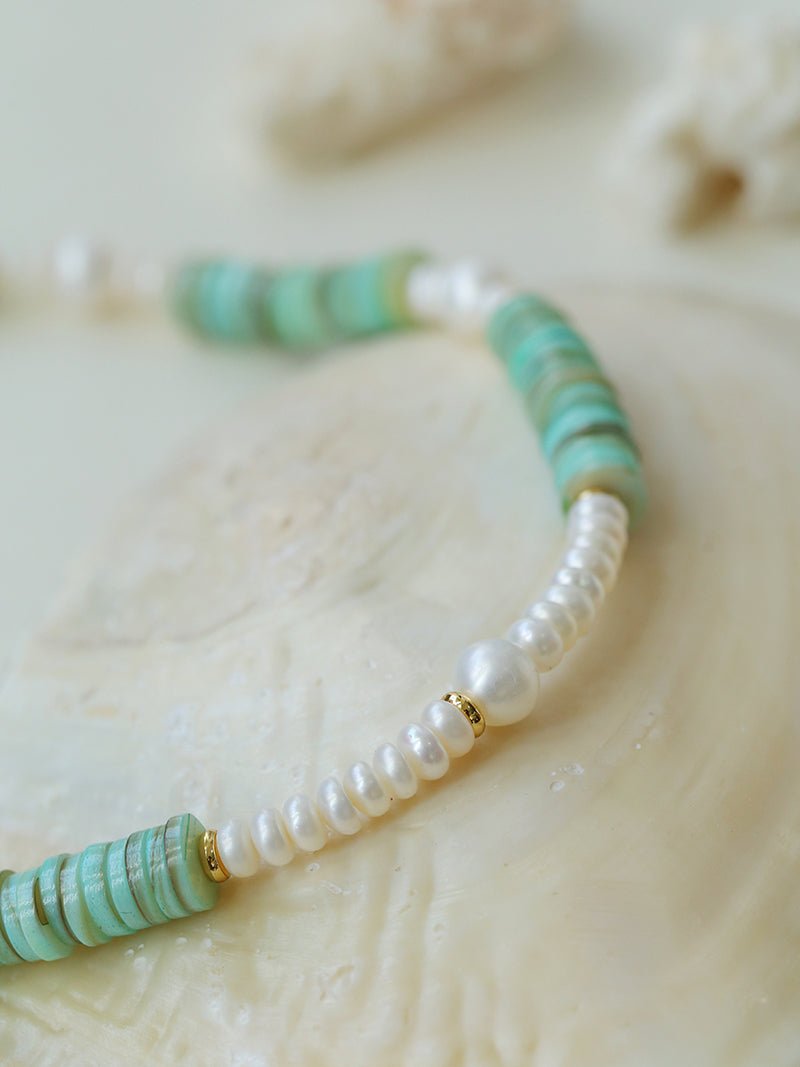 Green Shell Baroque Pearl Necklace - floysun