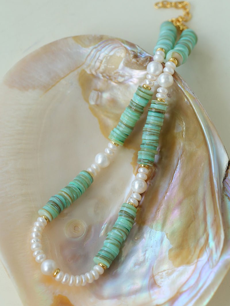 Green Shell Baroque Pearl Necklace - floysun