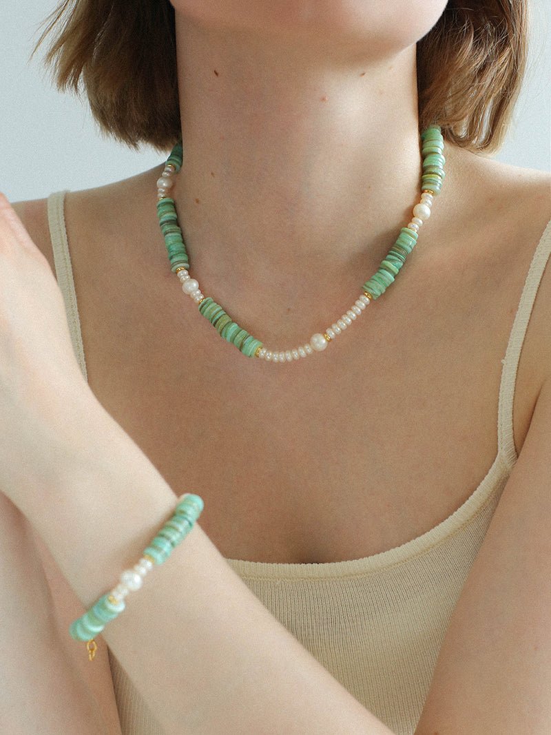 Green Shell Baroque Pearl Necklace - floysun