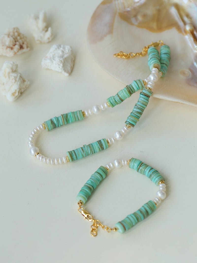 Green Shell Baroque Pearl Necklace - floysun