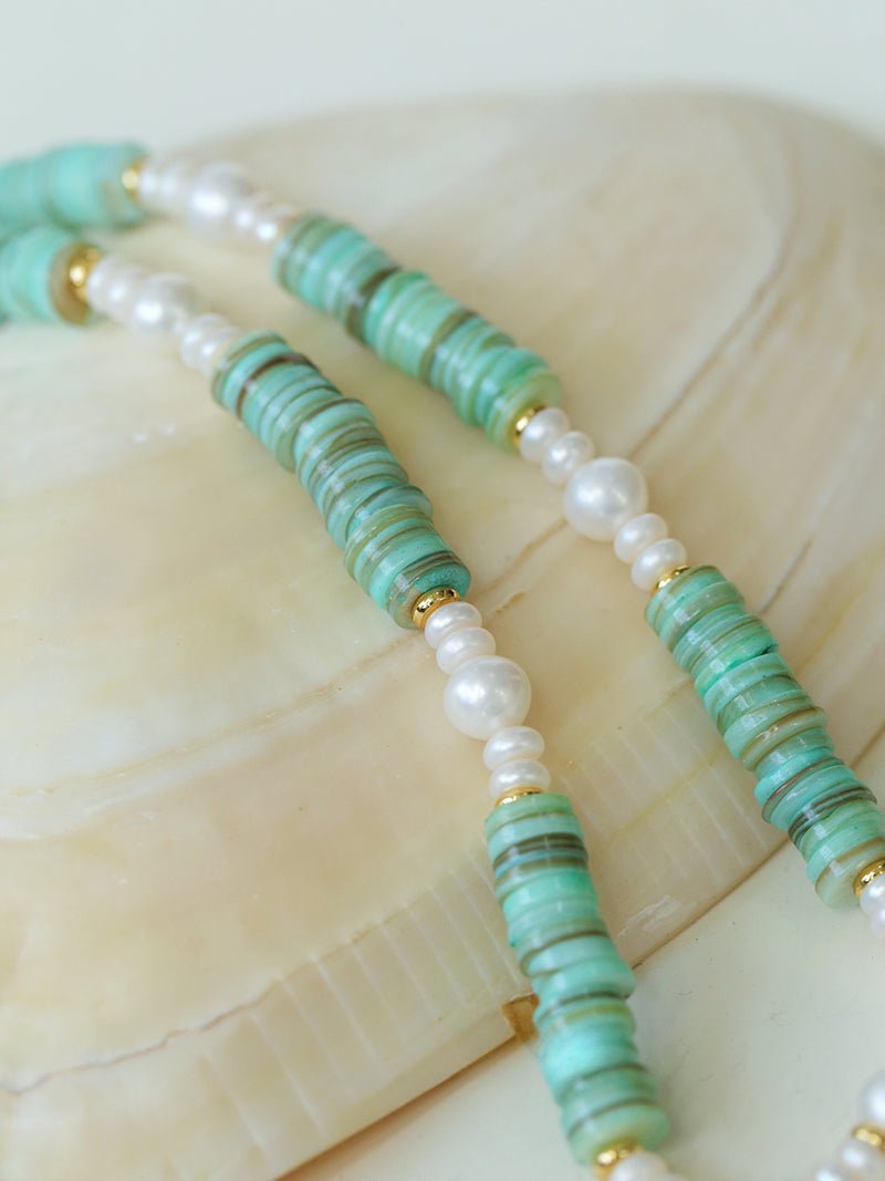 Green Shell Baroque Pearl Necklace - floysun