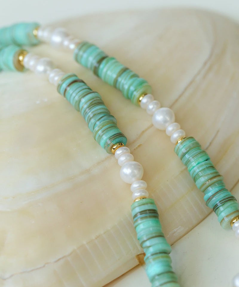 Green Shell Baroque Pearl Necklace - floysun