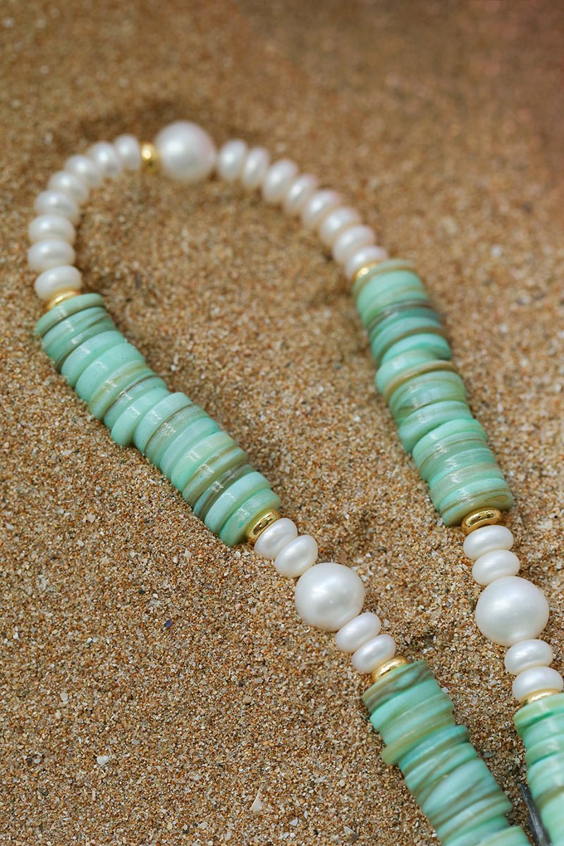 Green Shell Baroque Pearl Necklace - floysun