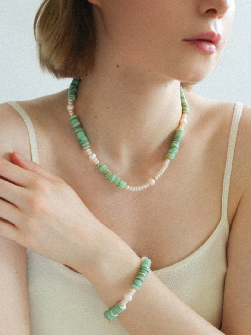 Green Shell Baroque Pearl Necklace - floysun