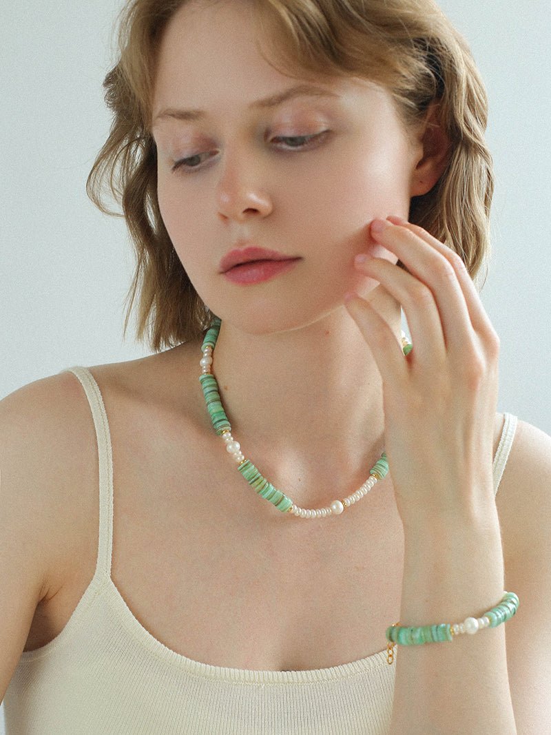 Green Shell Baroque Pearl Necklace - floysun