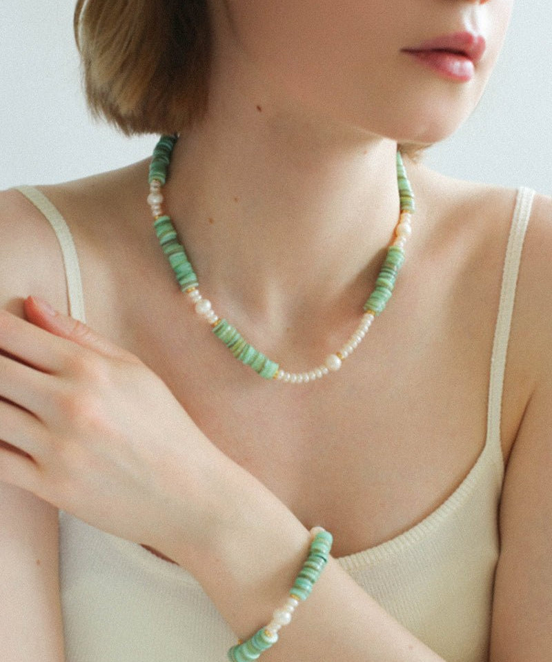 Green Shell Baroque Pearl Necklace - floysun