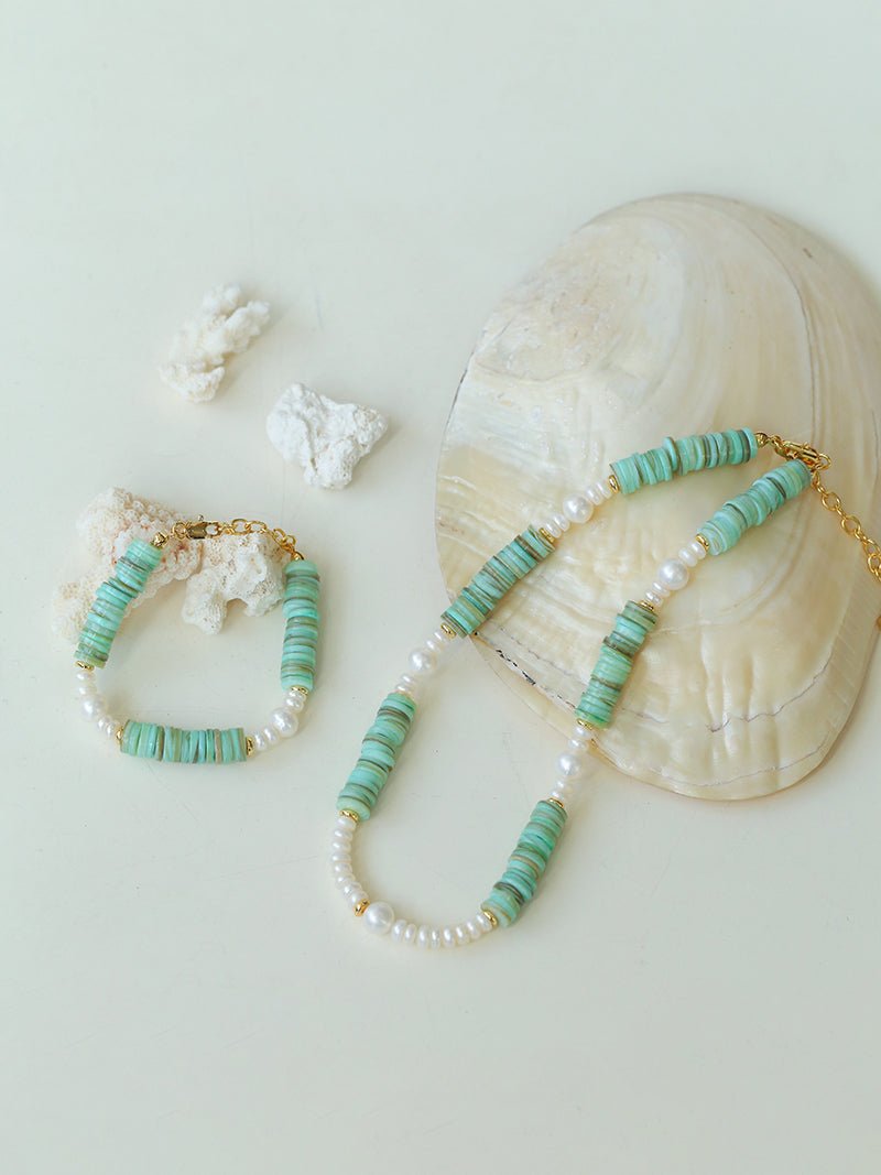 Green Shell Baroque Pearl Necklace - floysun