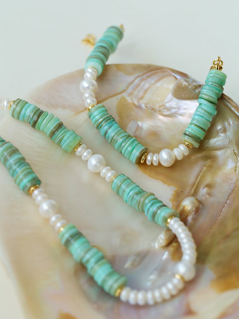 Green Shell Baroque Pearl Necklace - floysun